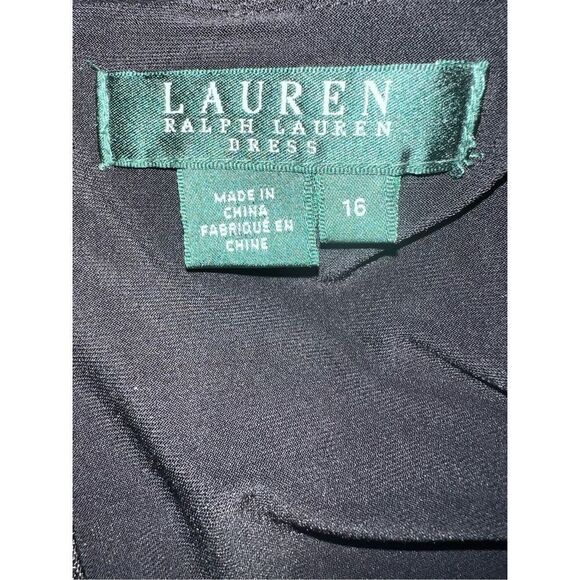 Lauren Ralph Lauren Women’s Size 16 Long Sleeve Dress Black Faux Leather Waist - Picture 7 of 9